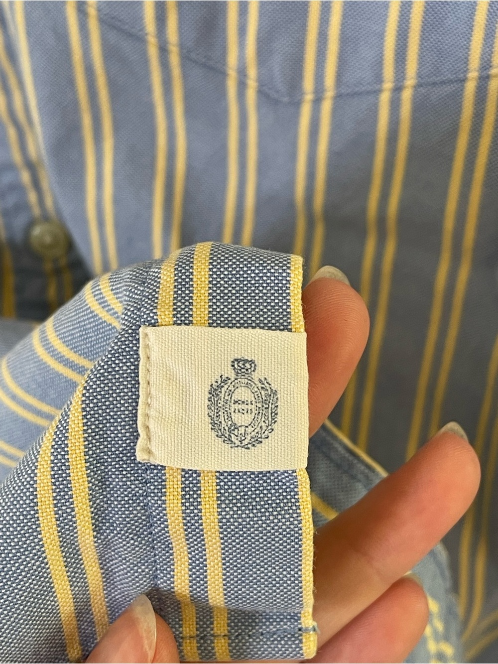 J. Crew Blue & Yellow Stripe Button-Down “The Perfect Shirt” 100% Cotton Vintage - Picture 4 of 11